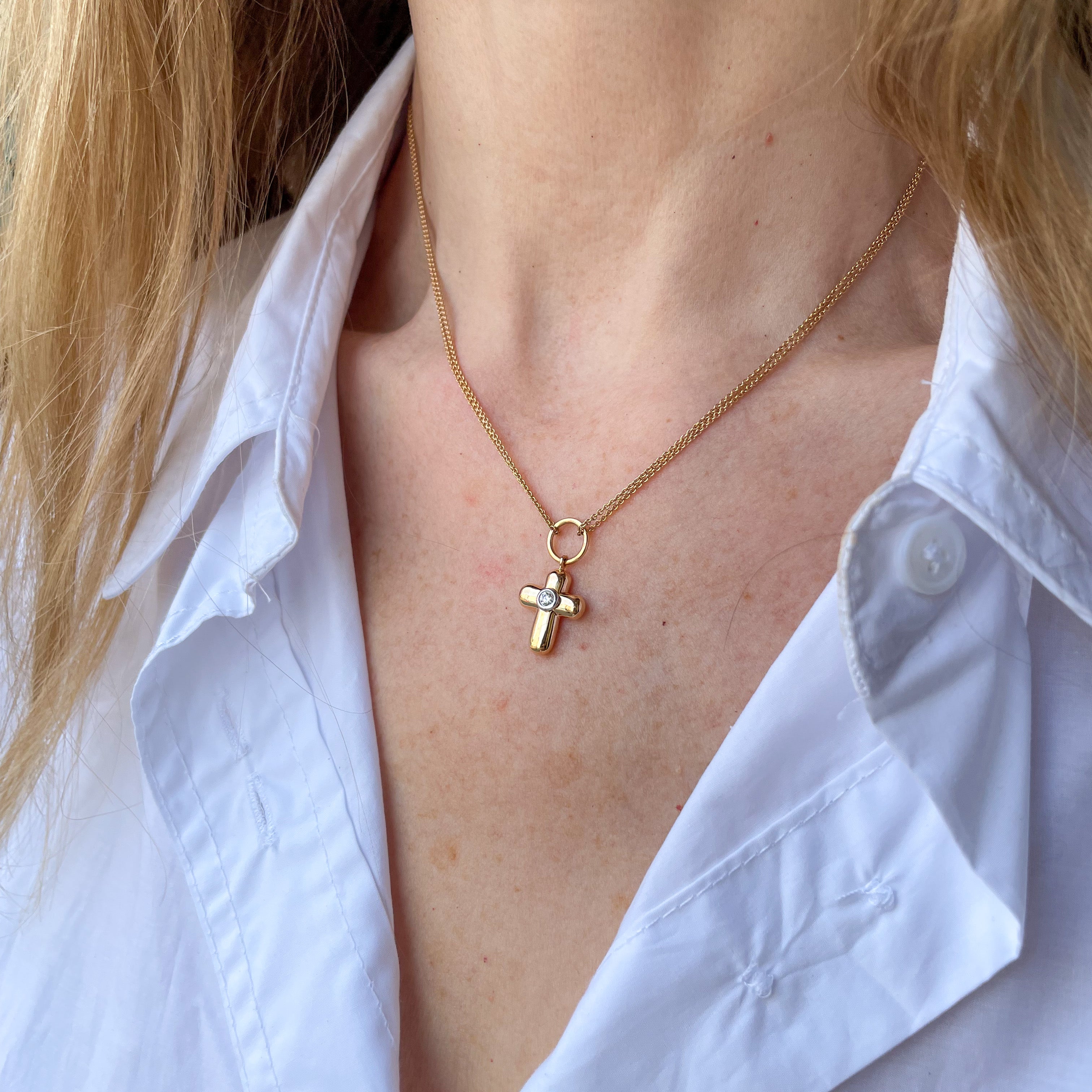 Child's Yellow Gold Cross Pendant Necklace | REEDS Jewelers